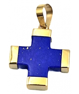 Cross Gold K9 Lapis 14x17mm 2
