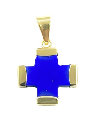 Σταυρός Χρυσός K9 με μπλε λάπις 16x22mm 2