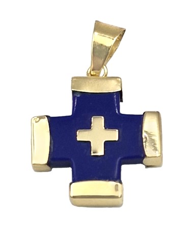 Cross Gold K9 Lapis 16x22mm Twin side