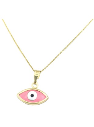 Necklace Gold K14 Eye pink 2