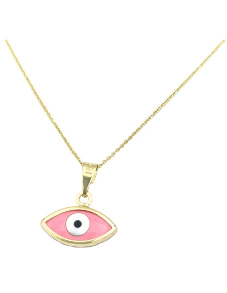 Necklace Gold K14 Eye pink