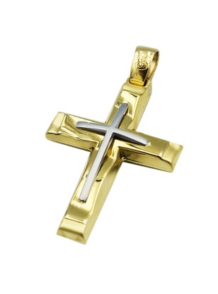 Cross Baptism gold K9 Two sides