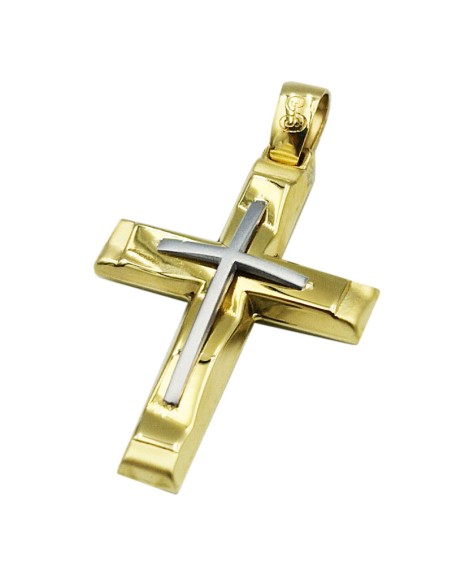 Cross Baptism gold K9 Two sides