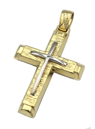Cross Baptism gold K9 Two sides