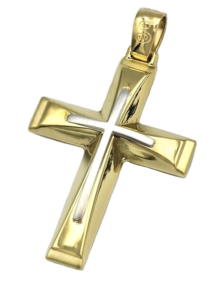 Cross Baptism gold K9 Two sides