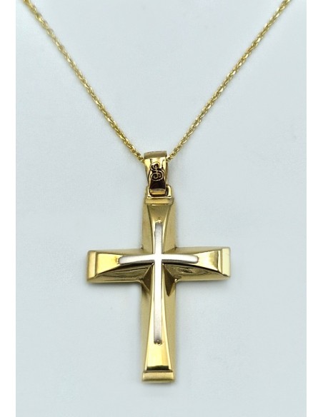 Cross Baptism gold K9 Two sides