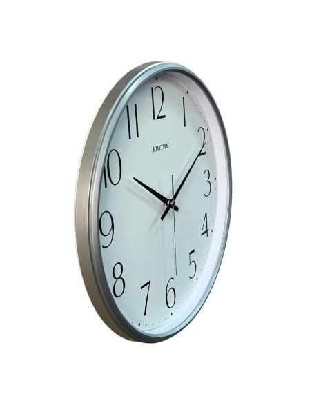 Ρολόι Τοίχου RHYTHM CMG817NR19 Αθόρυβο Πλαστικό Ασημί