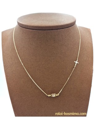 Necklace gold 14K eye & cross 2
