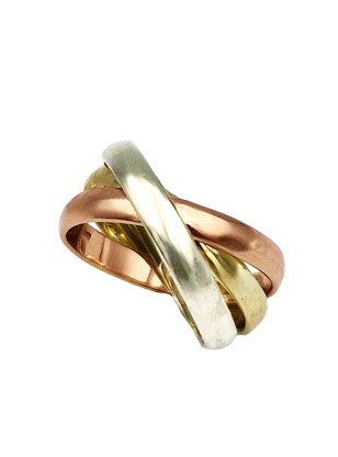 Δαχτυλίδι Χρυσό Κ14 Τρίχρωμο τύπου Cartier