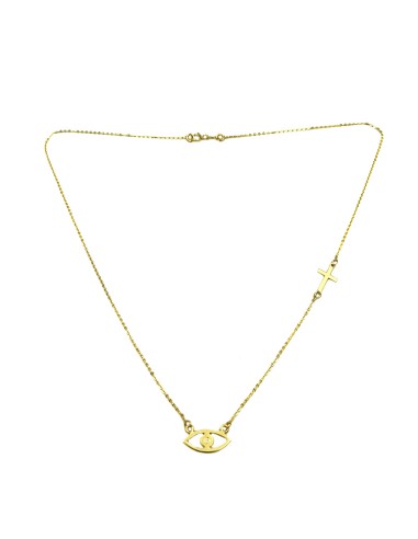 Necklace gold 14K eye & cross