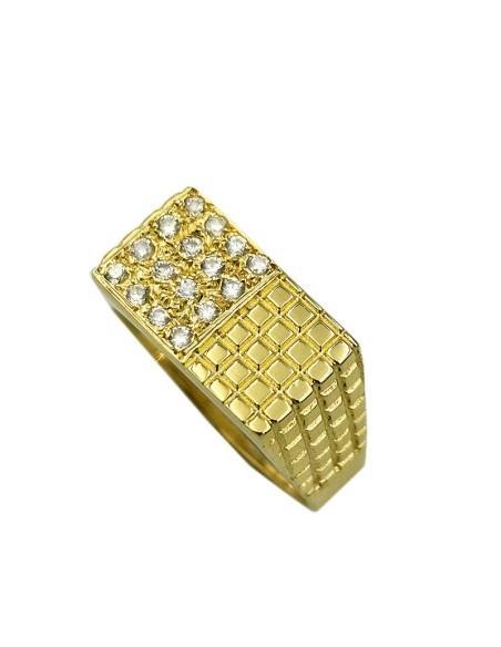 Ring gold K14 with zircons