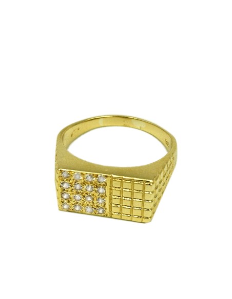 Ring gold K14 with zircons