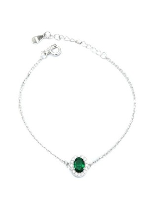 Bracelet Silver 925 with green zircon