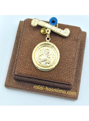 Child Pendant Gold 9Κ Mary with embossed sides 2