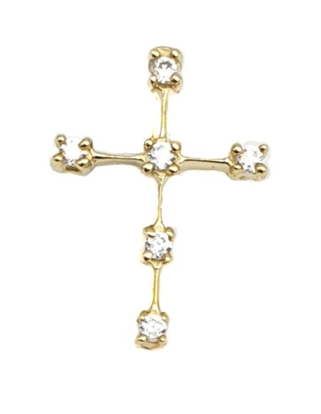 Cross Gold K14 with six zircons