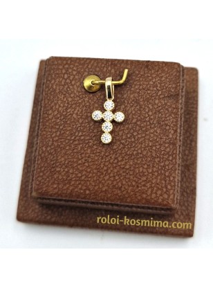 Cross Gold K14 Mini with six zircons 2