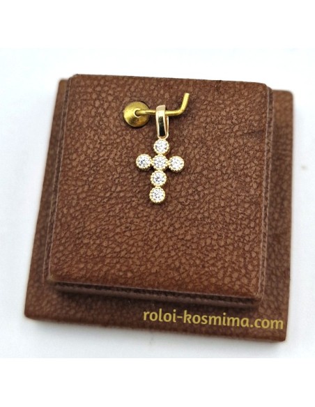 Cross Gold K14 Mini with six zircons