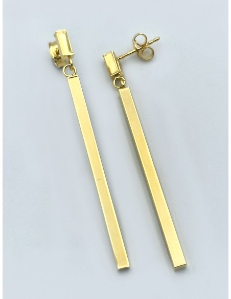 Earrings gold 9Κ dangle 5 cm long matchstick