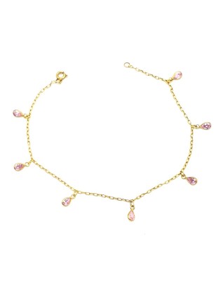 Bracelet anklet with pink zircons