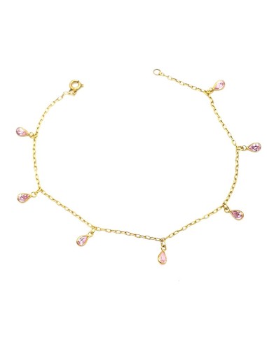 Bracelet anklet with pink zircons