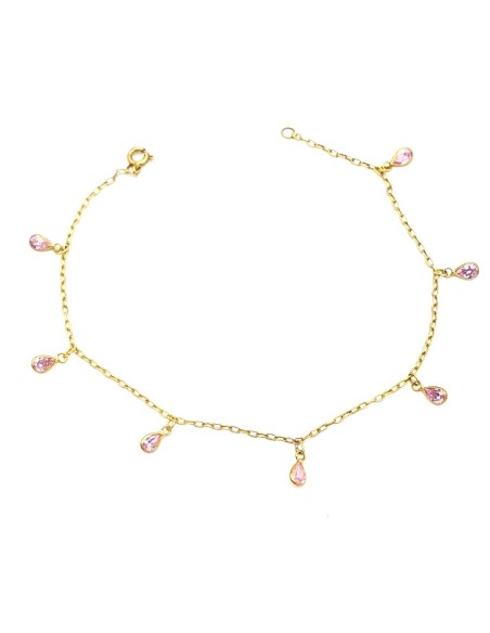 Bracelet anklet with pink zircons