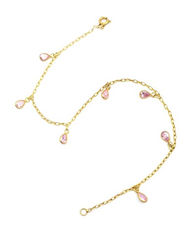 Bracelet anklet with pink zircons