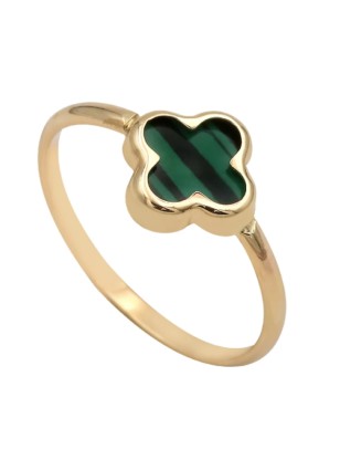 Ring gold K9 with cross malachite