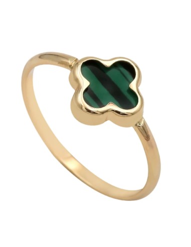 Ring gold K9 with cross malachite