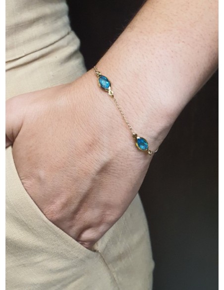 Bracelet Gold K14 aqua marine