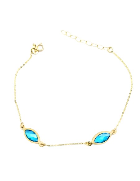 Bracelet Gold K14 aqua marine