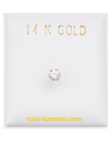 Noise Earrings Gold K14 zircon 3.5mm