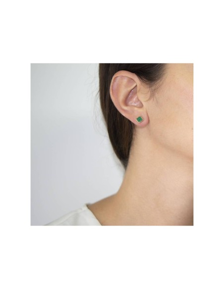 Earrings Gold K9 cross with malachite