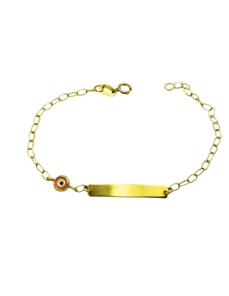 Child name Bracelet Gold 9K pink eye