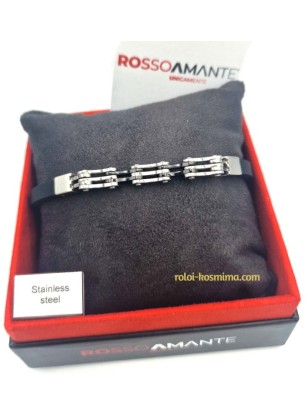 Βραχιόλι Ατσάλινο ROSSO AMANTE με καουτσούκ UBR804NB 2