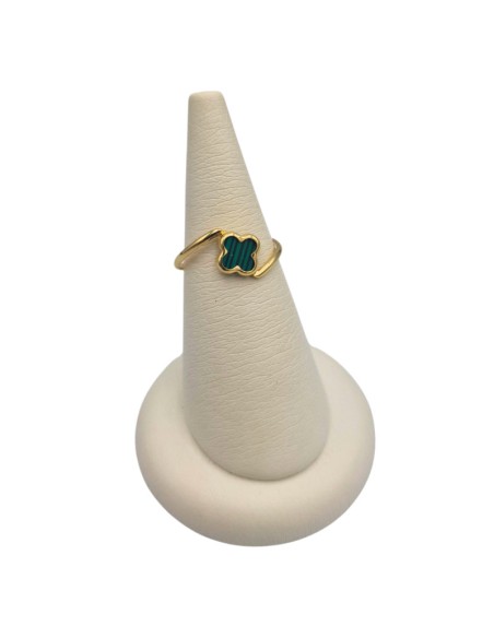 Ring gold K9 with cross malachite