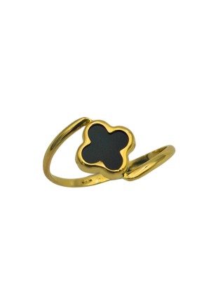 Ring gold K9 with cross onyx