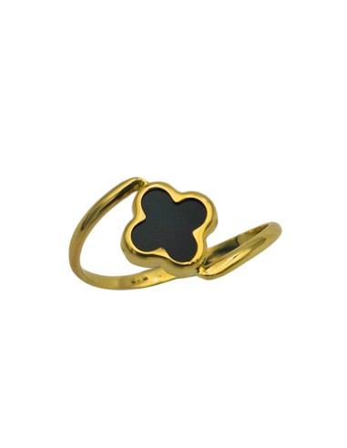 Ring gold K9 with cross onyx