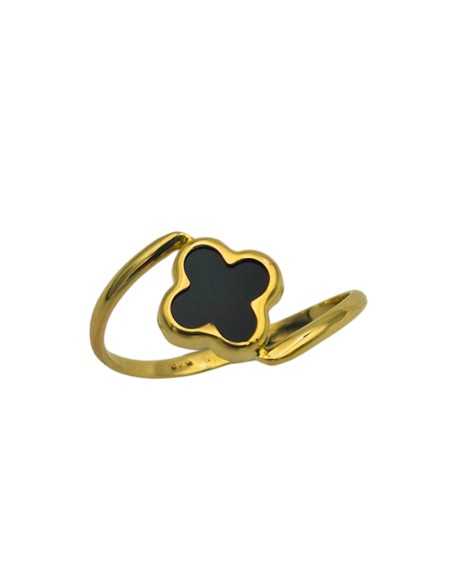 Ring gold K9 with cross onyx
