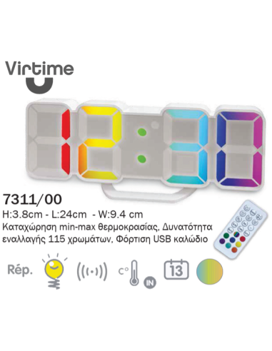 Ρολόι Επιτραπέζιο Ηλεκτρικό VIRTIME 7311/00