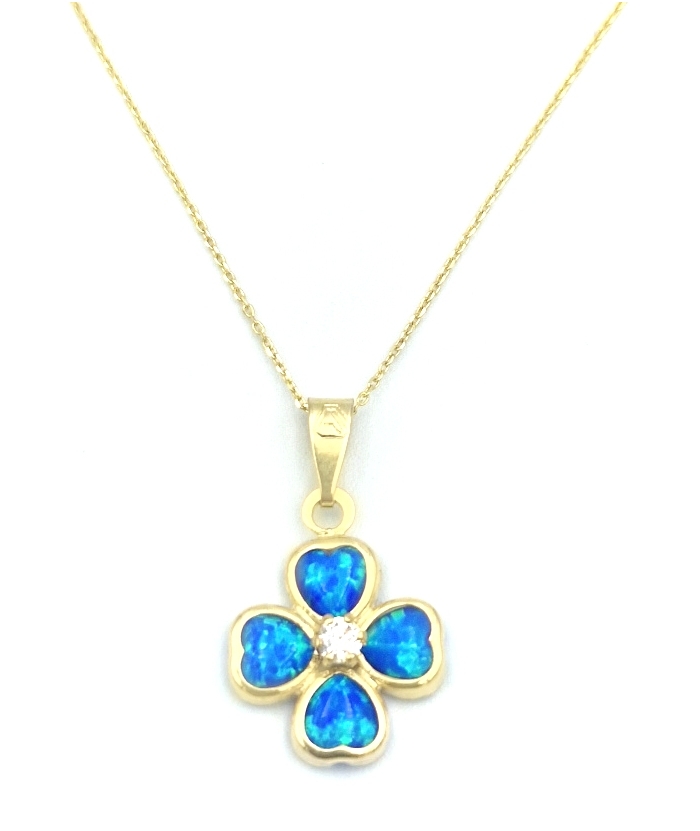 Cross Gold K14 opal
