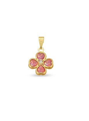 Cross Gold K9 pink opal hearts 2