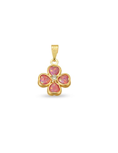 Cross Gold K9 pink opal hearts