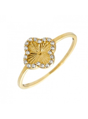 Δαχτυλίδι Χρυσό Κ14 με σταυρό τύπου Van Cleef