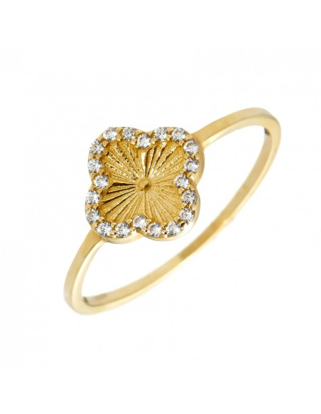 Δαχτυλίδι Χρυσό Κ14 με σταυρό τύπου Van Cleef