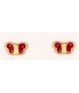 Earrings gold K14 Red Butterfly 2