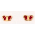 Earrings gold K14 Red Butterfly