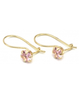 Earrings children Gold K14 pink zircons