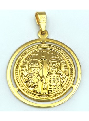 Pendant gold K9 diameter 25mm