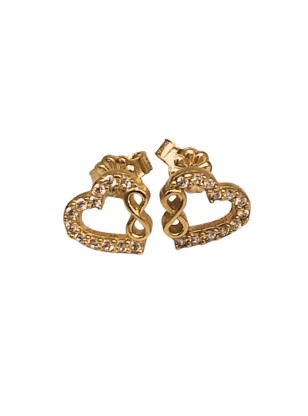 Earrings gold 9K Heart & infinity