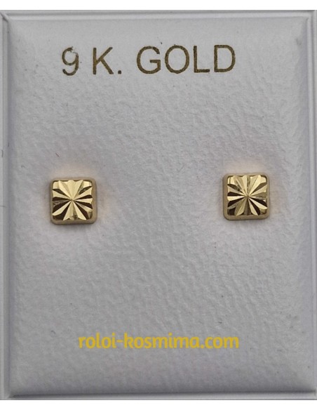 Earrings gold 9K mini tetragon